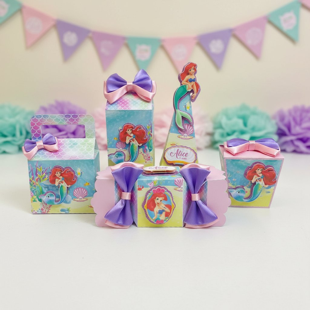 Kit festa 20 caixas personalizada A pequena sereia